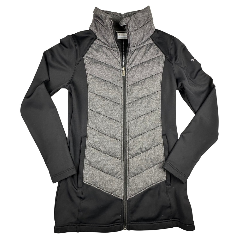 Columbia Womens Hybrid‎ Puffer Softshell Jacket Black Grey *see pics* Small